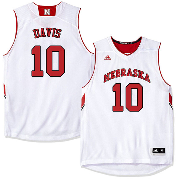 Men Nebraska Cornhuskers #10 Karrington Davis College Basketball Jerseys Sale-White - Click Image to Close